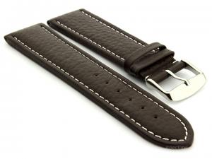 Extra Long Watch Band Dark Brown with White Stitching Freiburg 01