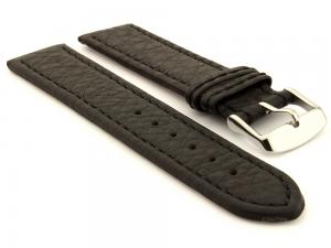 Leather Watch Band Black with Black Stitching Kana 02