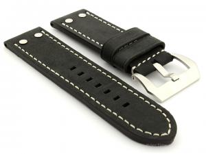 Leather Watch Band Marina with Rivets fits Panerai Matte Black 26mm