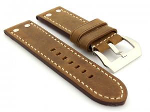 Leather Watch Band Marina with Rivets fits Panerai Matte Brown 26mm