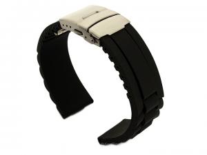 Silicone Watch Band GM with Deployment Clasp Waterproof Black 20mm