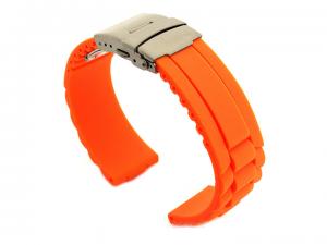 Silicone Watch Band GM with Deployment Clasp Waterproof Orange 24mm