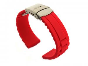 Silicone Watch Band GM with Deployment Clasp Waterproof Red 22mm