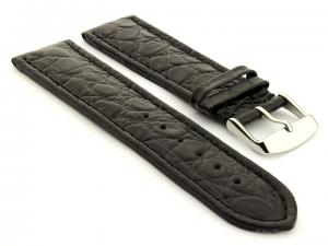 Leather Watch Strap in African Pattern Black 02