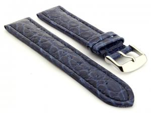 Leather Watch Strap in African Pattern Blue 02