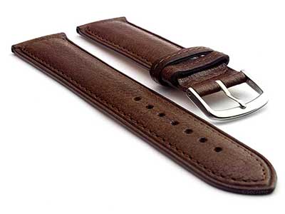 Genuine Leather Watch Strap Band Vegetable Tanned Alan Dark Brown 22mm