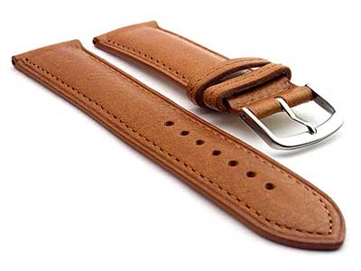 Genuine Leather Watch Strap Band Vegetable Tanned Alan Brown (Tan) 12mm