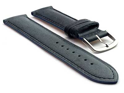 Genuine Leather Watch Strap Band Vegetable Tanned Alan Navy Blue-Grey 22mm