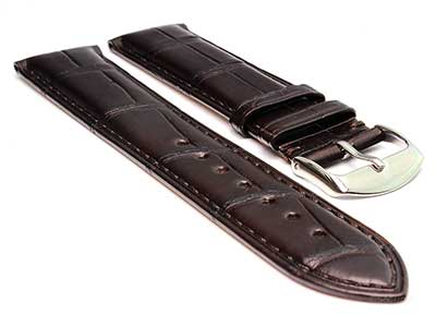 Genuine Alligator Leather Watch Strap Band Louisiana Dark Brown 01