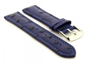 Genuine Ostrich Leather Watch Strap Amsterdam Blue 24mm