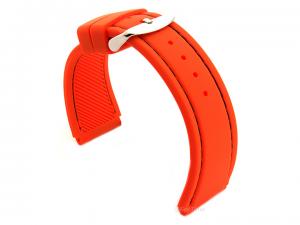 Notched Corners Silicone Watch Strap Orange with Black Stitching Astro 01