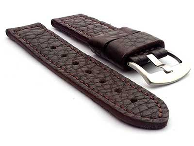 Genuine Leather Watch Strap Band Basta Dark Brown/Brown 22mm
