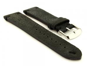 Suede Leather Retro Style Watch Strap Blacksmith Plus Black 20mm