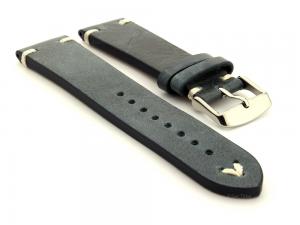 Genuine Leather Vintage Style Watch Strap Blacksmith Blue 24mm