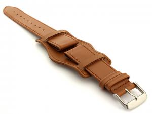 Bund Watch Strap, Leather, Wrist Pad Brown 22mm [01BW22BA03]