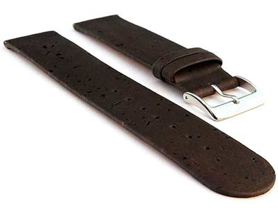 Real Cork Watch Strap Band Vegan Dark Brown 20mm