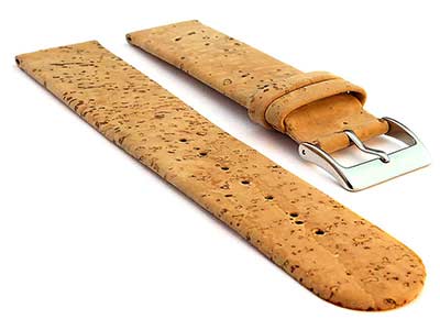 Real Cork Watch Strap Band Vegan Brown 22mm