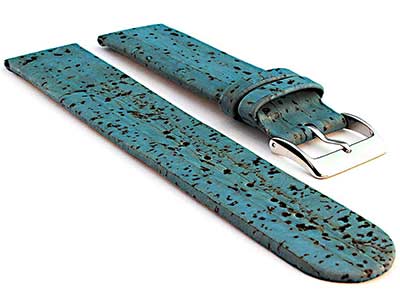 Real Cork Watch Strap Band Vegan Blue 16mm