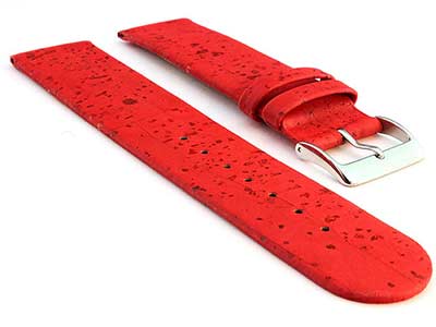 Real Cork Watch Strap Band Vegan Red 16mm