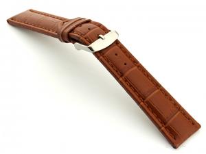 Extra Long Watch Strap Brown with Brown Stitching Croco 01