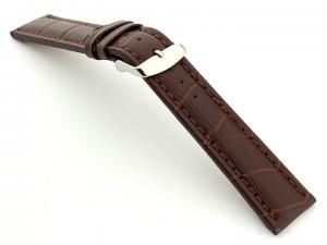 Extra Long Watch Strap Dark Brown with Brown Stitching Croco 01