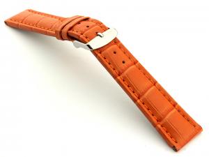 Extra Long Watch Strap Orange with Orange Stitching Croco 01