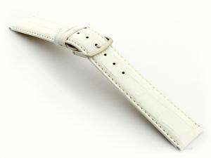Leather Watch Strap Croco Louisiana White 13mm