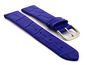 Open Ended Watch Strap Croco EM - Leather Blue 20mm