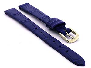 Open Ended Watch Strap Croco ES - Leather Blue 12mm