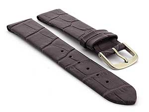 Open Ended Watch Strap Croco EM - Leather Chocolate Brown 22mm