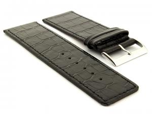 Glossy Leather Watch Strap Croco Spec WB Black 36mm