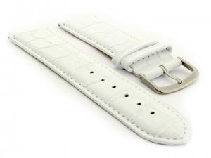 Glossy Leather Watch Strap Croco Spec WM White 16mm