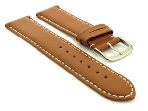 Genuine Leather Watch Strap Genk Brown / White 19mm