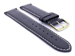 Genuine Leather Watch Strap Genk Navy Blue / White 21mm