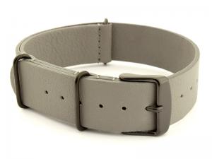 Genuine Leather Nato Watch Strap PVD Hardware Grey 20mm