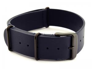 Leather Nato Strap PVD Navy Blue 01