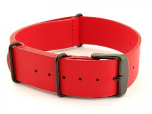 Genuine Leather Nato Watch Strap PVD Hardware Red 22mm