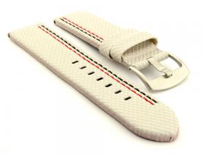 Waterproof Synthetic Watch Strap LYON, Cowhide Lining White 22mm