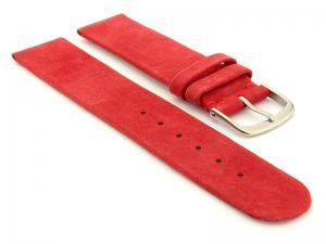 Suede Genuine Leather Watch Strap Malaga Red 12mm