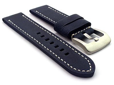 Leather Watch Strap Marina Matte Navy Blue 26mm