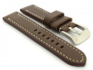 Leather Watch Strap Marina fits Panerai 24mm Dark Brown