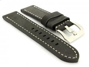 Leather Watch Strap Marina Matte Black 26mm