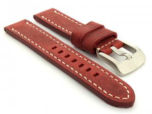 Leather Watch Strap Marina Matte Red 22mm