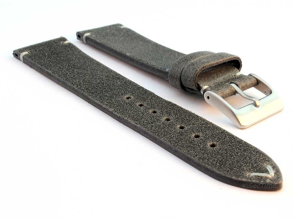 Genuine Leather Watch Strap Band Mirage Grey/White 19mm