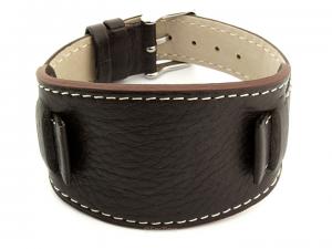 Leather Watch Strap with Wrist Pad MONTE Dark Brown 18mm