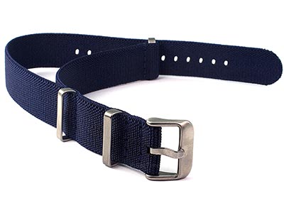 Elastic Nylon/Rubber Nato Watch Strap Military Divers Navy Blue 18mm