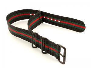 Nato G10 Nylon Watch Strap PVD Buckle Black/Green/Red (5) 01