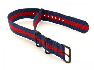 Nato G10 Nylon Watch Strap PVD Buckle Blue/Red (3) 20mm