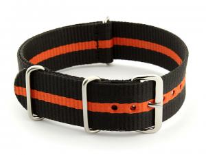 Nato Watch Strap G10 Military Nylon Divers Black/Orange (3) 22mm