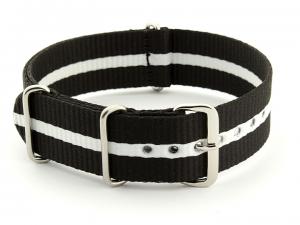 Nato Watch Strap G10 Military Nylon Divers Black/White (3) 18mm